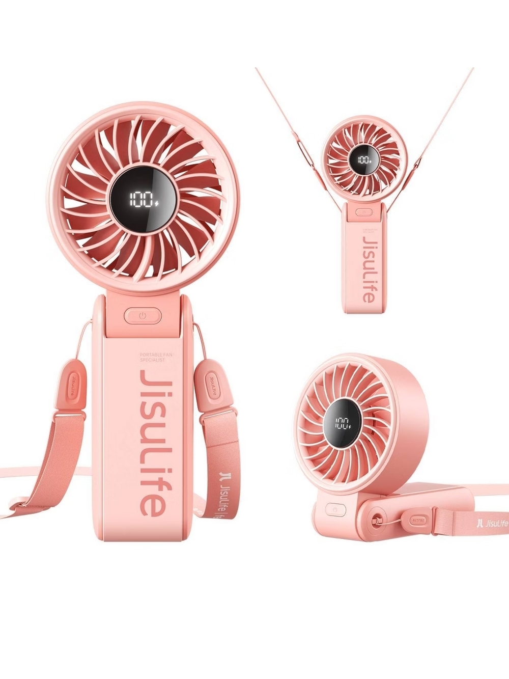 Jisulife Portable Neck & Handheld Fan - Pink